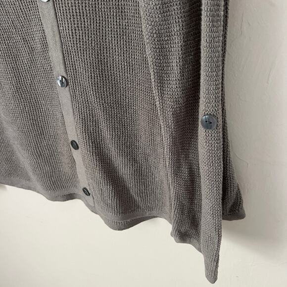 Max Studio Gray Crewneck Knit Pullover Sweater Back Buttons Linen Blend Size L - Picture 4 of 13
